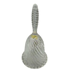 Vintage Artmark 24% Lead Crystal Bell With Hobnail Handle & Swirl Design